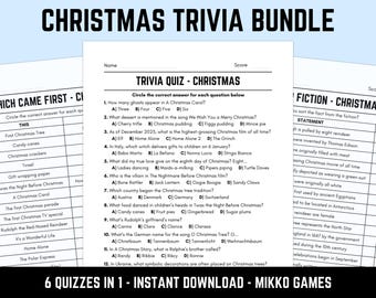 Printable Christmas Trivia Bundle: Downloadable Xmas Trivia Game for Adults, Fun Holiday Trivia Questions and Answers, Pub Quiz Sheets