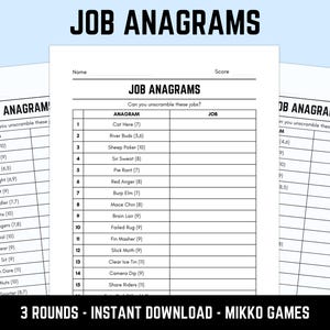 Printable Job Anagrams Quiz With Answers: Fun Word Puzzles, Word ...