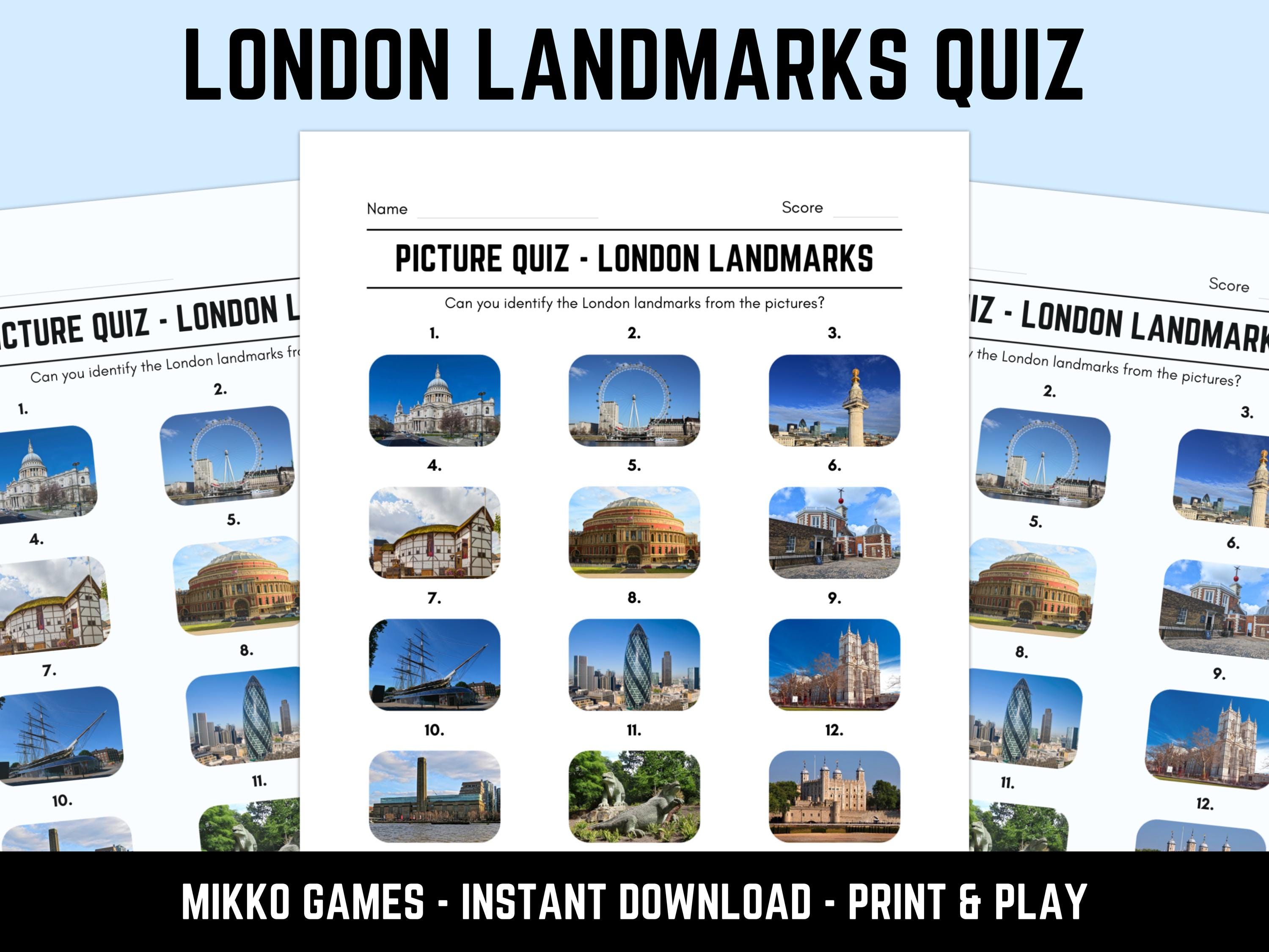 Printable London Landmarks Picture Quiz With Answers: Picture Round ...