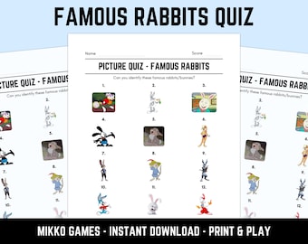 Printable Famous Rabbits Picture Quiz With Answers: Picture Round Quiz ...