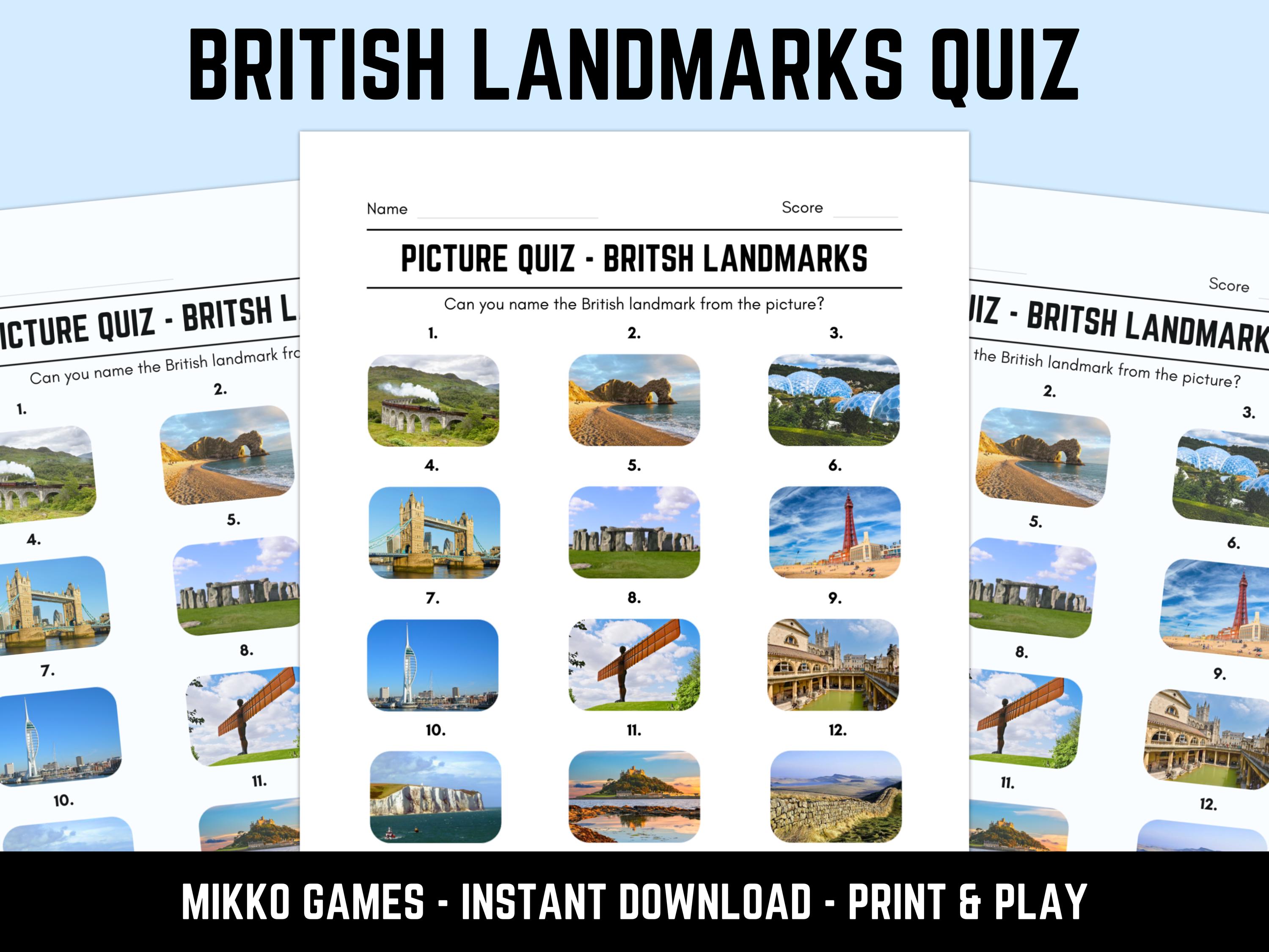 Printable British Landmarks Picture Quiz With Answers: Picture Round ...