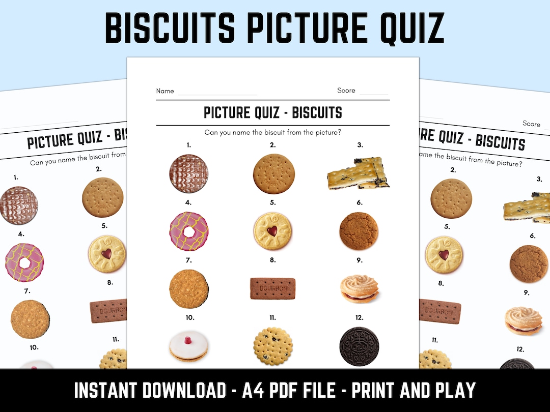 Printable Biscuits Picture Quiz With Answers Etsy