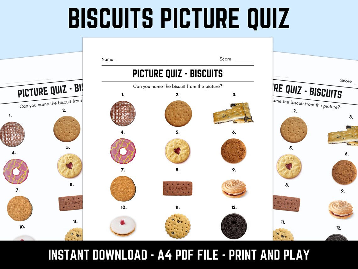 Printable Biscuits Picture Quiz With Answers Etsy