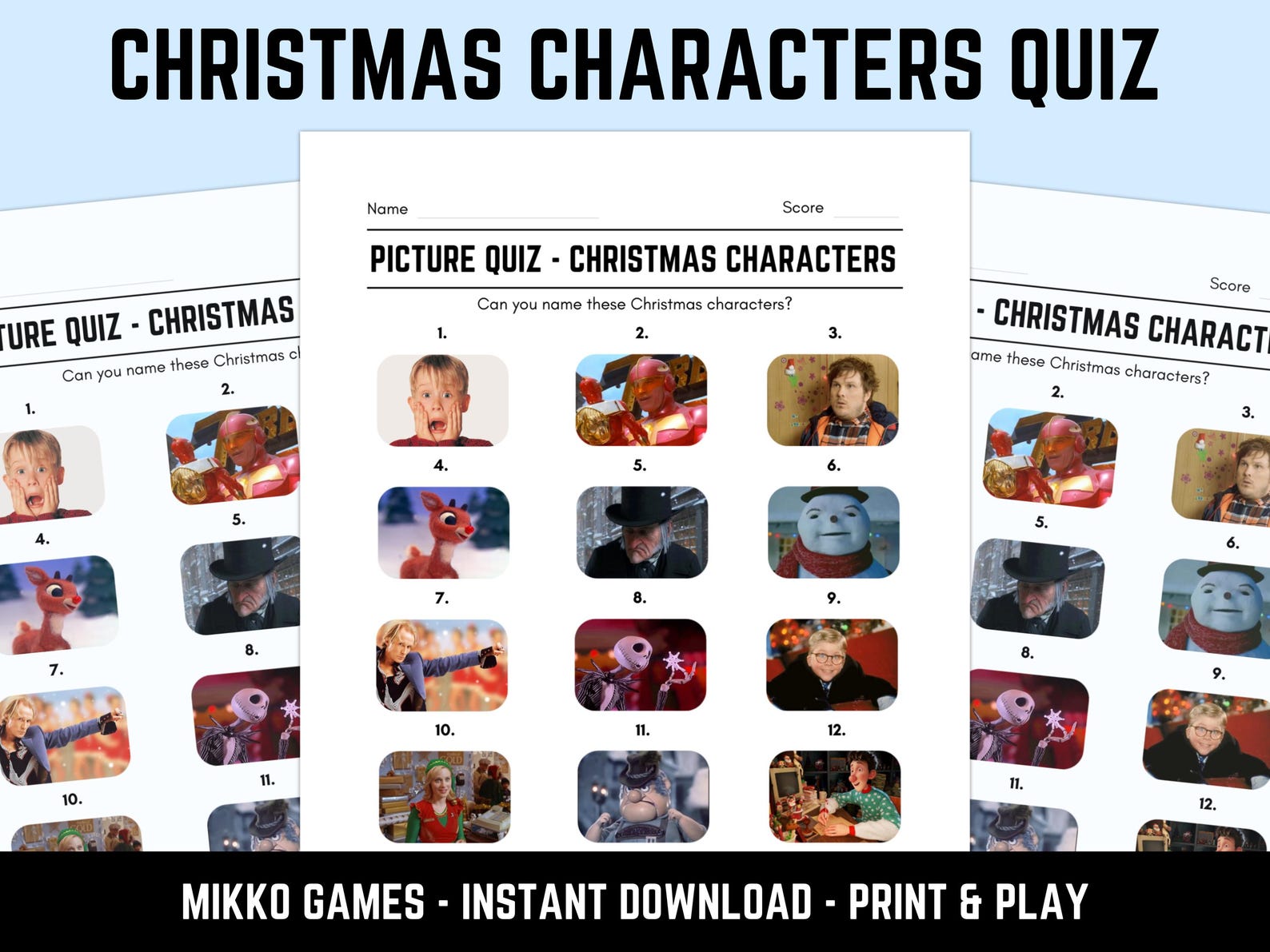 Printable Christmas Characters Picture Quiz With Answers: Picture Round ...