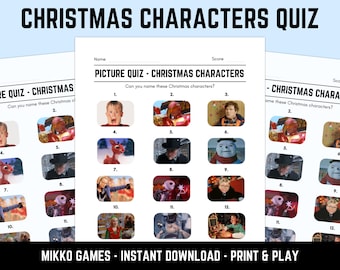 Printable Christmas Characters Picture Quiz With Answers: Picture Round Quiz Sheets, Pub Quiz Trivia, Downloadable Table Quiz