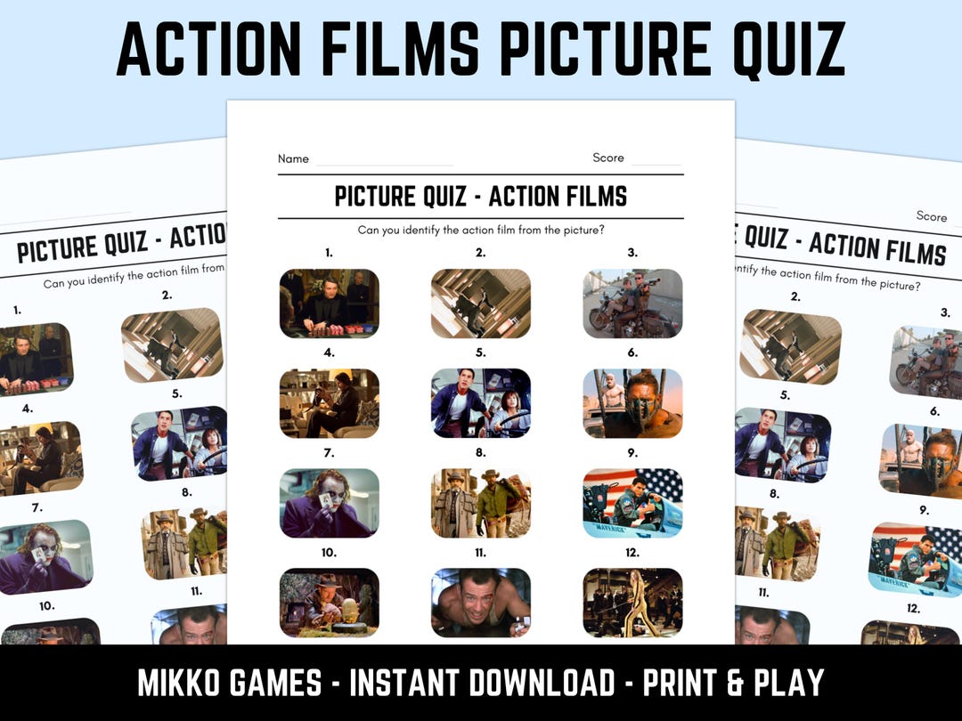 Printable Action Films Picture Quiz With Answers: Picture Round Quiz