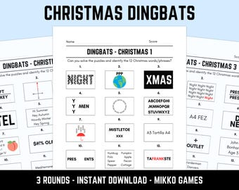 Printable Christmas Dingbats Picture Quiz With Answers