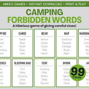 Camping Forbidden Words – Printable Outdoor Party Game | Great for Family Camping Trips and Summer Camps, Camping Activity for Kids & Adults