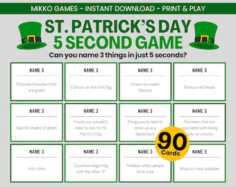 St. Patrick’s Day 5 Second Game: Printable Large Group Party Game for ...
