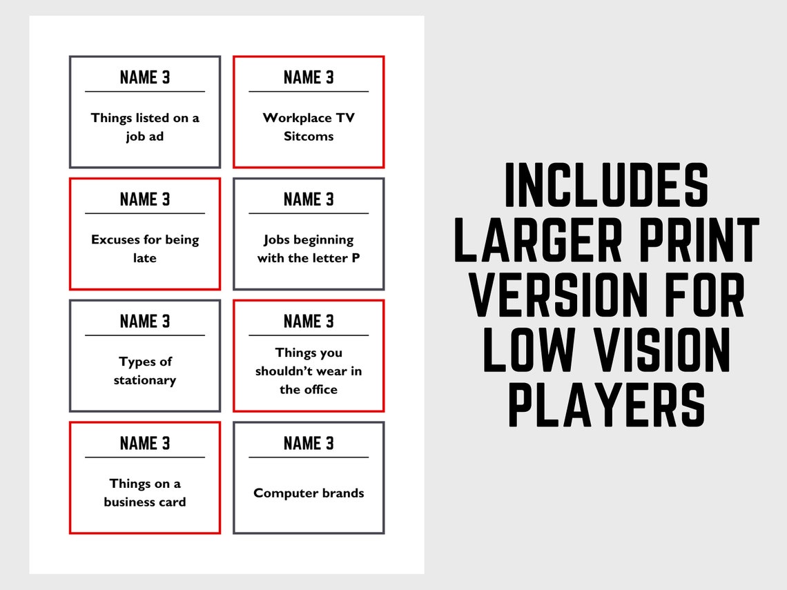 Office 5 Second Game Printable Work Game Downloadable 5 Second Rule ...