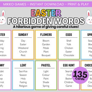 Easter Forbidden Words – Printable Party Game | Downloadable Easter Taboo Game Cards for Kids, Teens & Adults, Fun Group Team Game