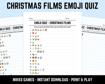 Printable Christmas Films Emoji Quiz With Answers: Emoji Pictionary Sheets, Downloadable Pub Quiz Sheets, Picture Round PDF, Fun Xmas Quiz