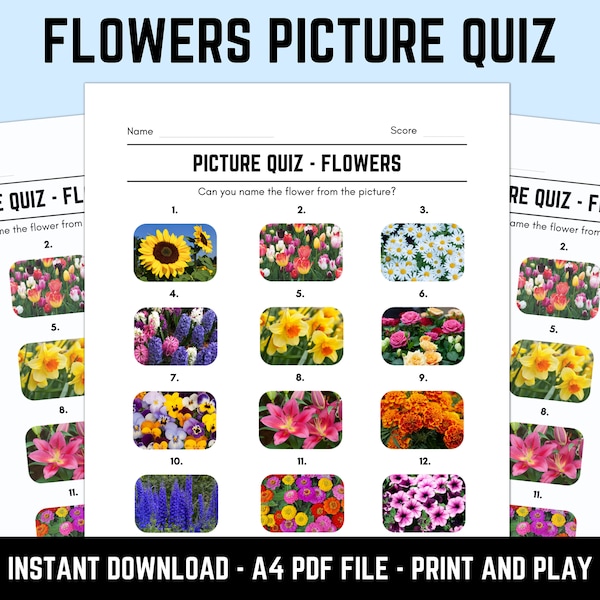 Printable Flowers Picture Quiz With Answers