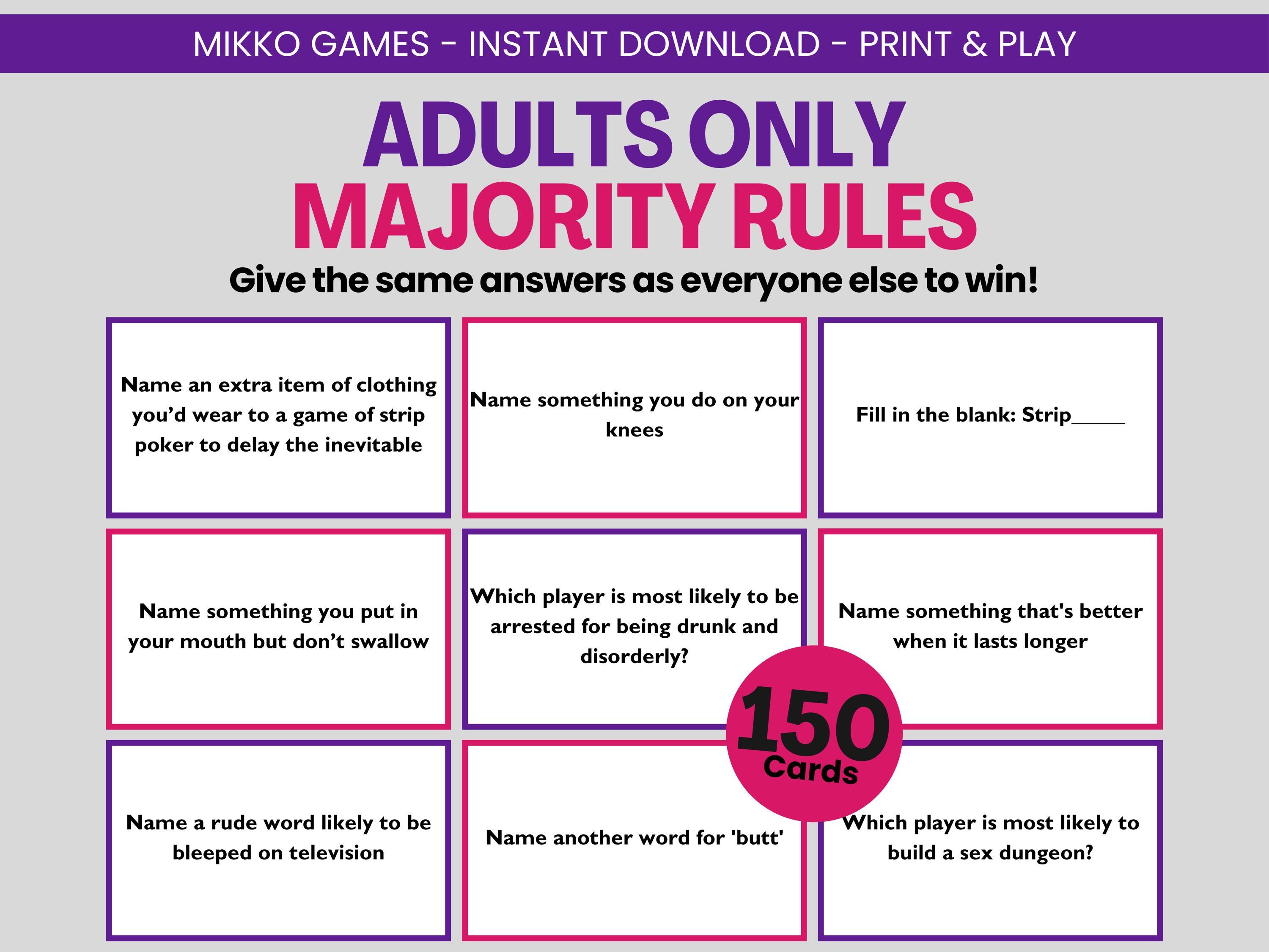 Adults Only Majority Rules: Printable Large Group Party Game for Adults ...