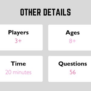 Mother's Day Friendly Feud Other Details:
- Players: 3+
- Ages: 8+
- Time: 20 minutes
- Questions: 56