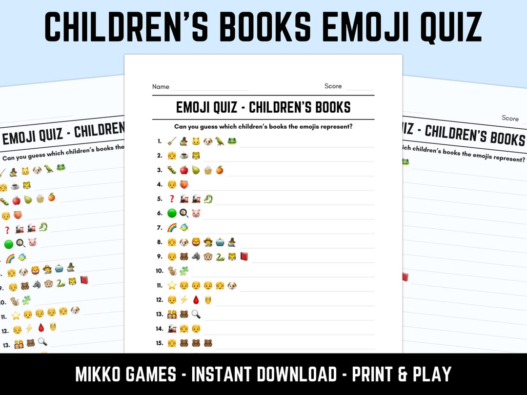 Printable Children’s Books Emoji Quiz With Answers: Emoji Pictionary
