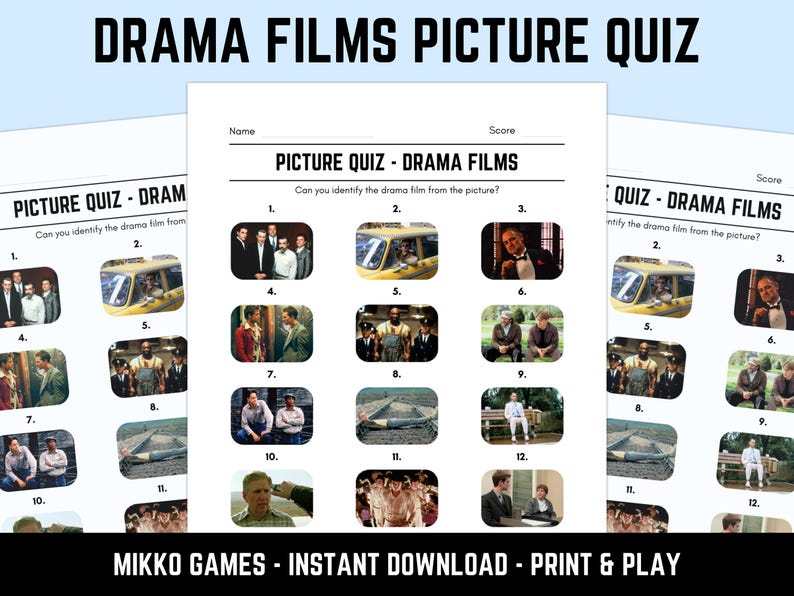 Printable Drama Films Picture Quiz With Answers: Picture Round Quiz