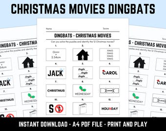 Printable Christmas Movies Dingbats Picture Quiz With Answers