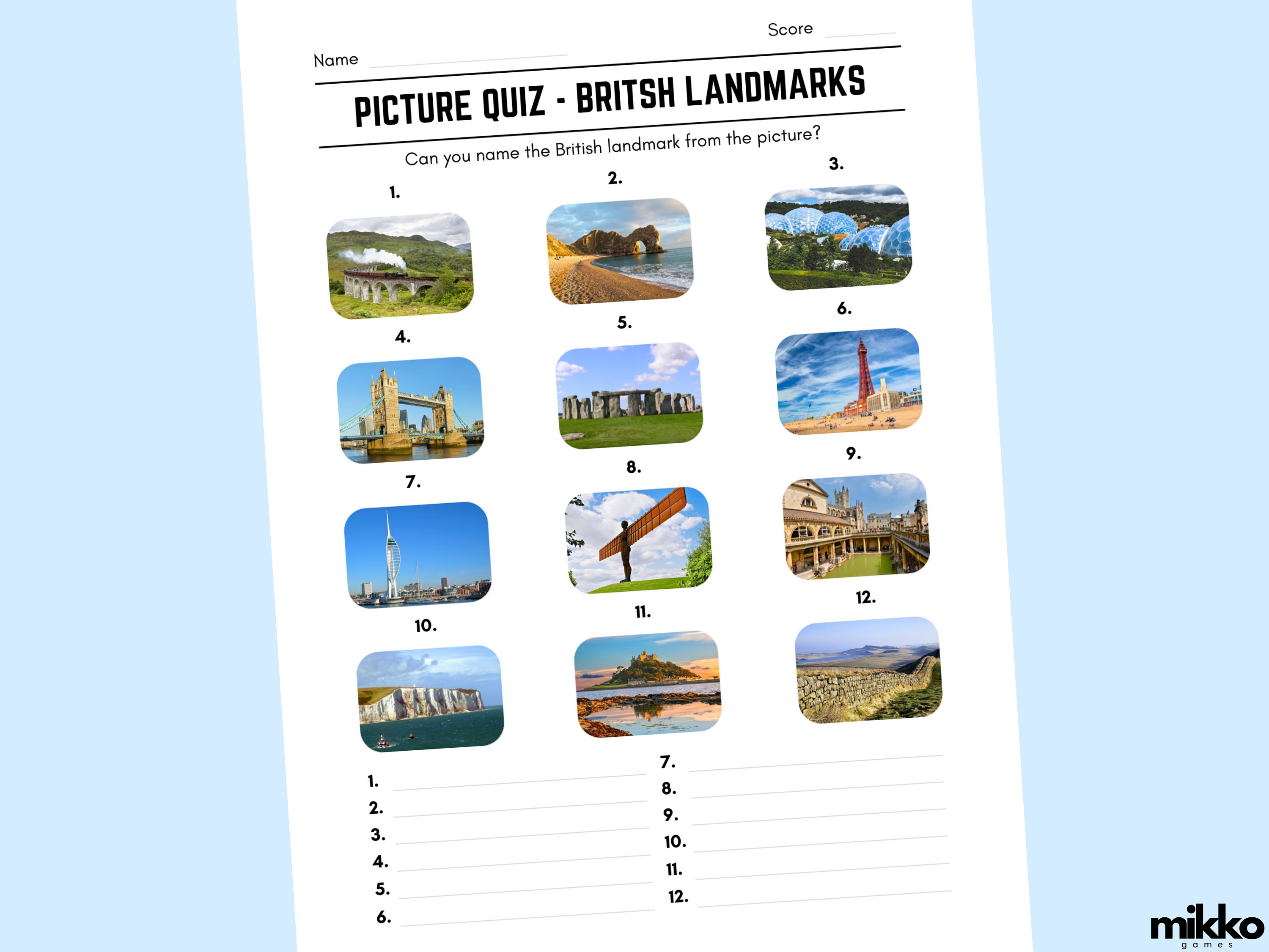 Printable British Landmarks Picture Quiz With Answers - Etsy UK