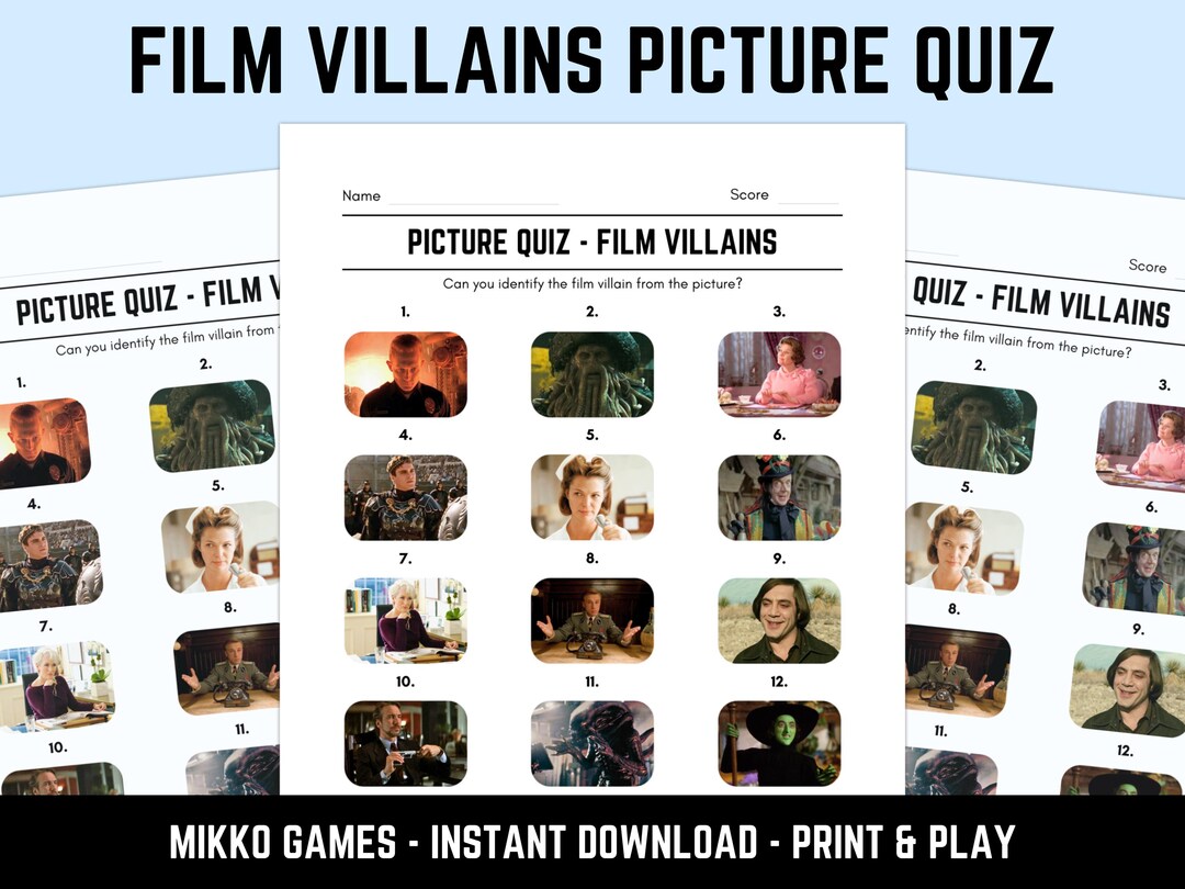 Printable Film Villains Picture Quiz With Answers: Picture Round Quiz