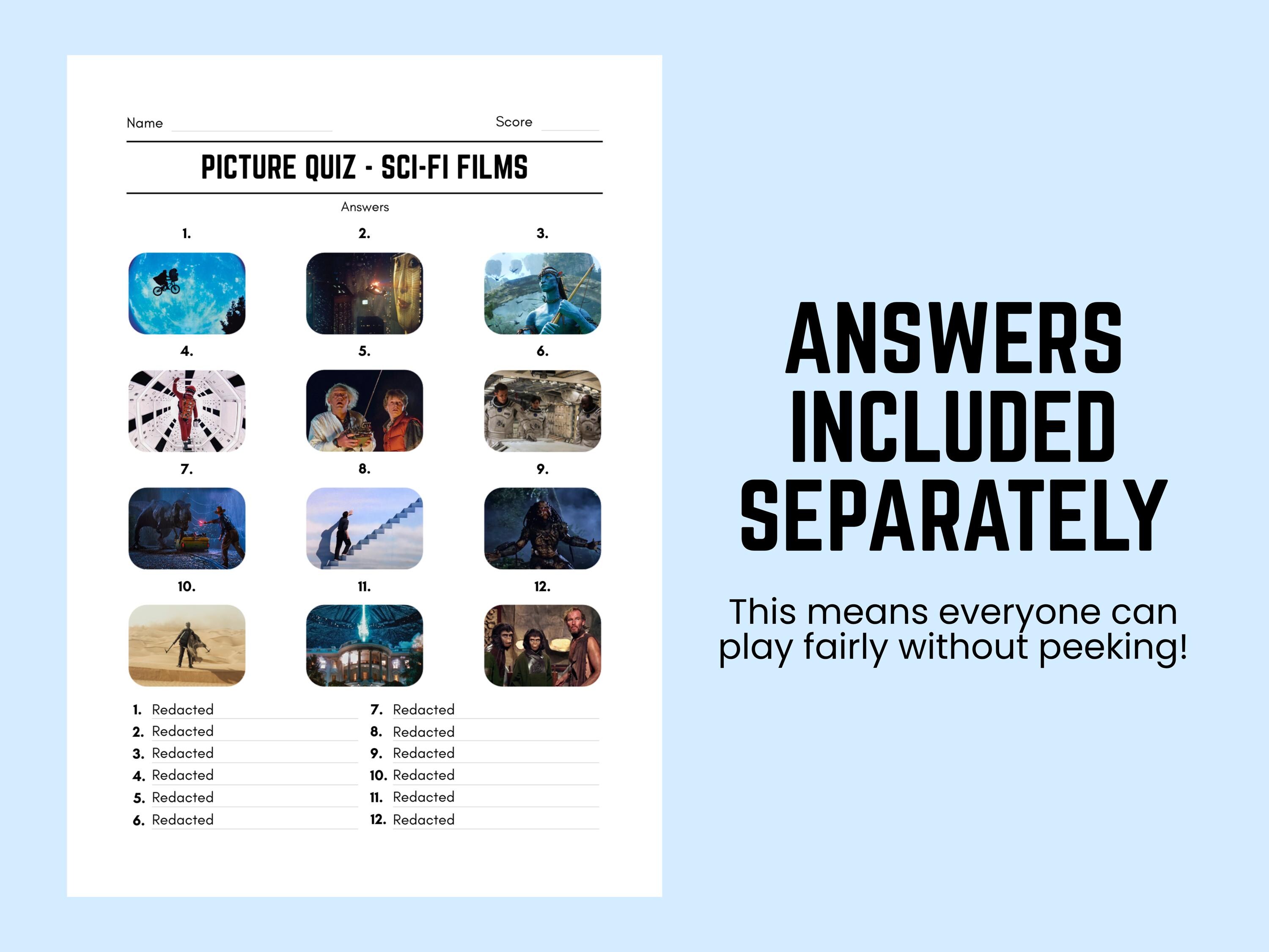 Printable Sci-fi Films Picture Quiz With Answers: Picture Round Quiz