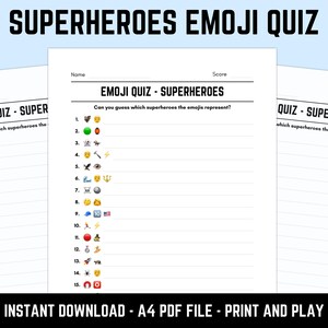 Printable Superheroes Emoji Quiz With Answers | Emoji Pictionary ...