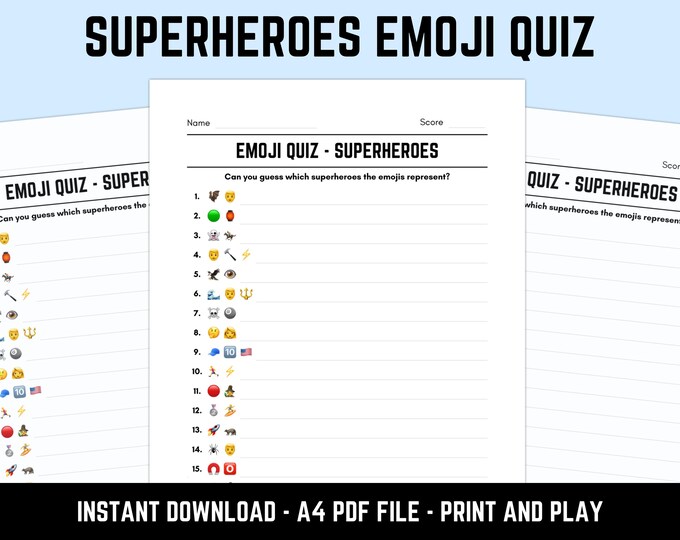Printable Superheroes Emoji Quiz With Answers | Emoji Pictionary ...