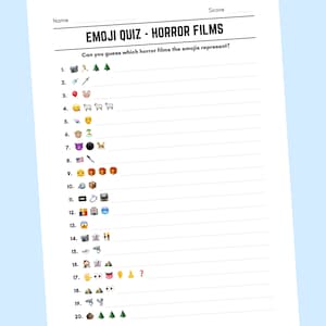 Printable Horror Films Emoji Quiz With Answers - Etsy