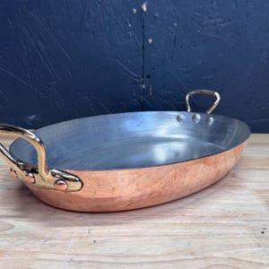 Hammered copper gratin 2mm tin lined Demuynck Belgium new tin