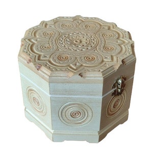 Hand carved wood jewelry box - Ukrainian ethnic ornament