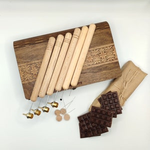 Kistka Set mit verdunkeltem Bienenwachs und Holzkiste - Werkzeuge für Pysanka, Pysanky Zubehör, Tropfenziehwerkzeug, Heißwachsstift