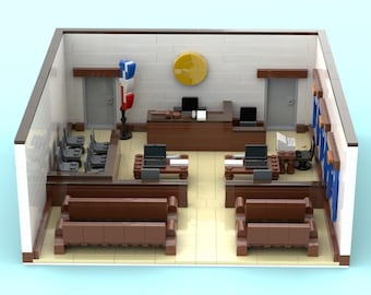 Diorama de sala de audiencias con bloques de construcción personalizados (solo instrucciones)