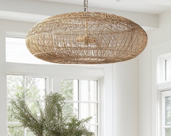 Sia rotan hanglamp van hoge kwaliteit, handgemaakt door ambachtslieden. Kustboerderij Rustiek Retro Boho Verlichtingsdecor voor alle kamers