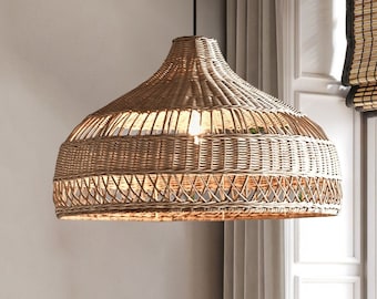 Cosville rotan hanglamp hoogwaardige handgemaakte duurzame verlichting voor kust, boerderij, rustiek, boho, alle interieurstijlen