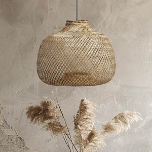 Bamboo Lighting Fixture, Bamboo Pendant Lighting for Boho, Farmhouse, Rustic, Mid Century, Scandi Home Decor. Living Room, Kitchen, Dining