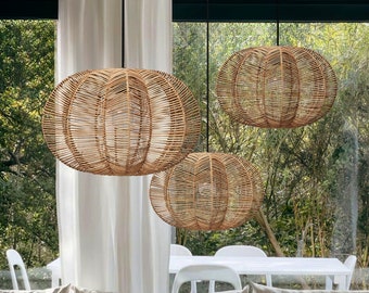 Starlight Rattan Pendant Light High Quality Handmade by Artisans. Sustainable Lighting for Living Room, Bedroom, Kitchen Island, Home Decor