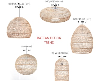 All Trendy Rattan Pendant Light for All Decor Settings. Sustainable Rattan Chandelier for Living Room, Bedroom, Kitchen.Handmade by Artisans