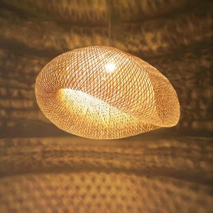 Retro High Quality 60cm Bamboo Pendant Light Handwoven by Artisans. Farmhouse Decor for Living Room, Bedroom,