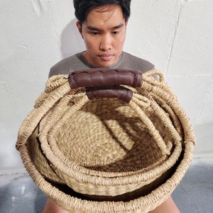 Bolga Picnic Basket. High Quality Seagrass Bolga Set. Outdoor indoor Basket. Natural Organic Eco-friendly Basket. Sustainable Beauty image 3