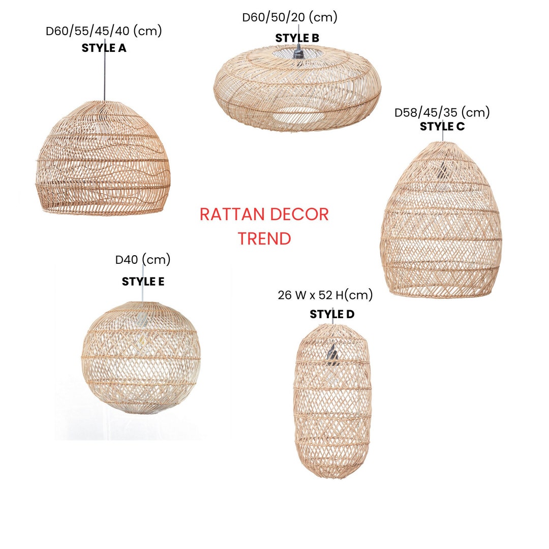 Handwoven Rattan Pendant Light, Boho Coastal Japandi Chandelier ...