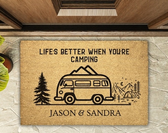 Personalized Campervan Coir Doormat: Custom RV Camping Decor