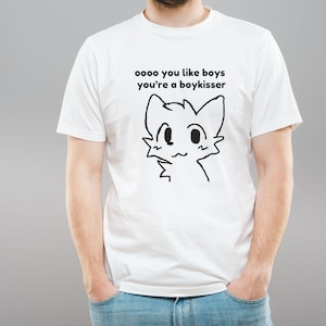 Boykisser Meme shirt, Funny Furry Meme Shirt, femboy hooters, astolfo, Bisexual LGBTQ Pride, Fursona, Transgender, Kissing Boys