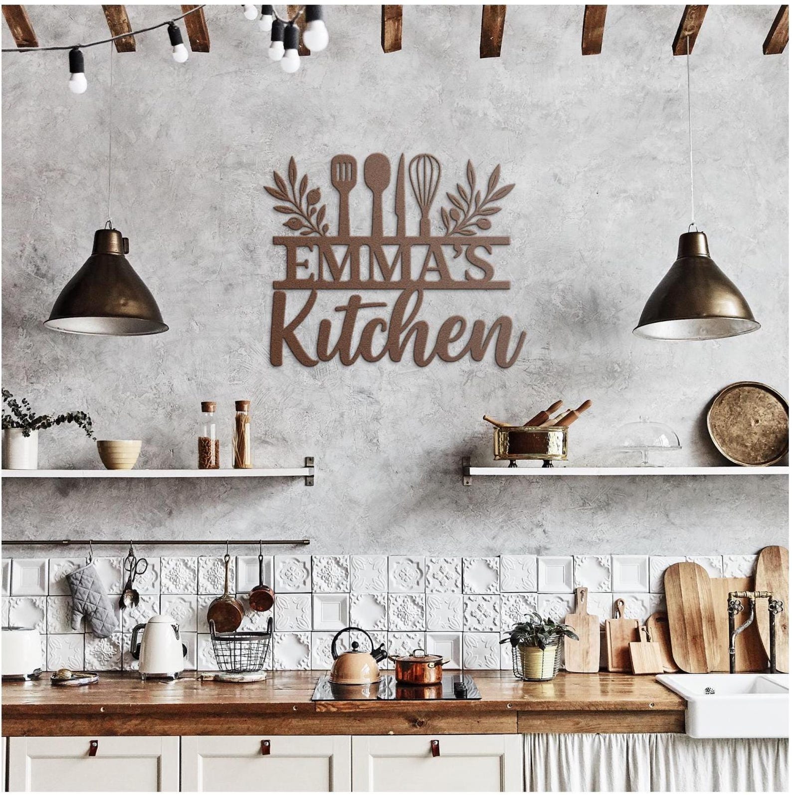 Personalized Kitchen Name Sign: Custom Metal Mom's Kitchen Decor - Etsy