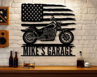 Personalized Vintage Harley Davidson Garage Sign: Custom Metal Bike Art