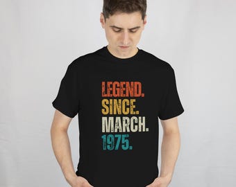 50th Birthday T-Shirt: Legend Since March 1975, Retro Style