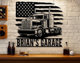 Personalized Peterbilt Garage Sign: Custom Metal Car Art