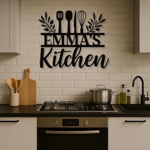 Personalized Kitchen Name Sign Custom Mothers Day Gift for Mom Custom Metal Sign Kitchen sign Mom&#39;s Kitchen Decor Personalized Sign Metal