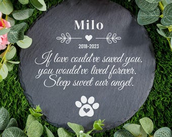 Personalized Pet Memorial Stone: Waterproof Rock Slate, Dog Cat Memorial