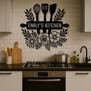 Personalized Kitchen Name Sign Custom Mothers Day Gift for Mom Custom Metal Sign Kitchen sign Mom&#39;s Kitchen Decor Personalized Sign Metal