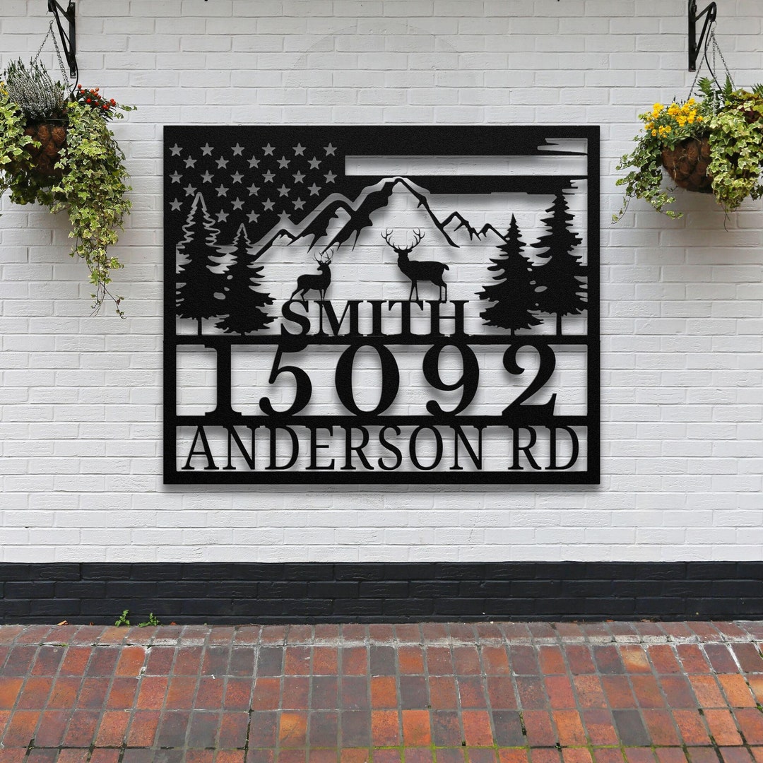 Custom Metal Address Sign: Rustic Outdoor House Number Plaque - Etsy